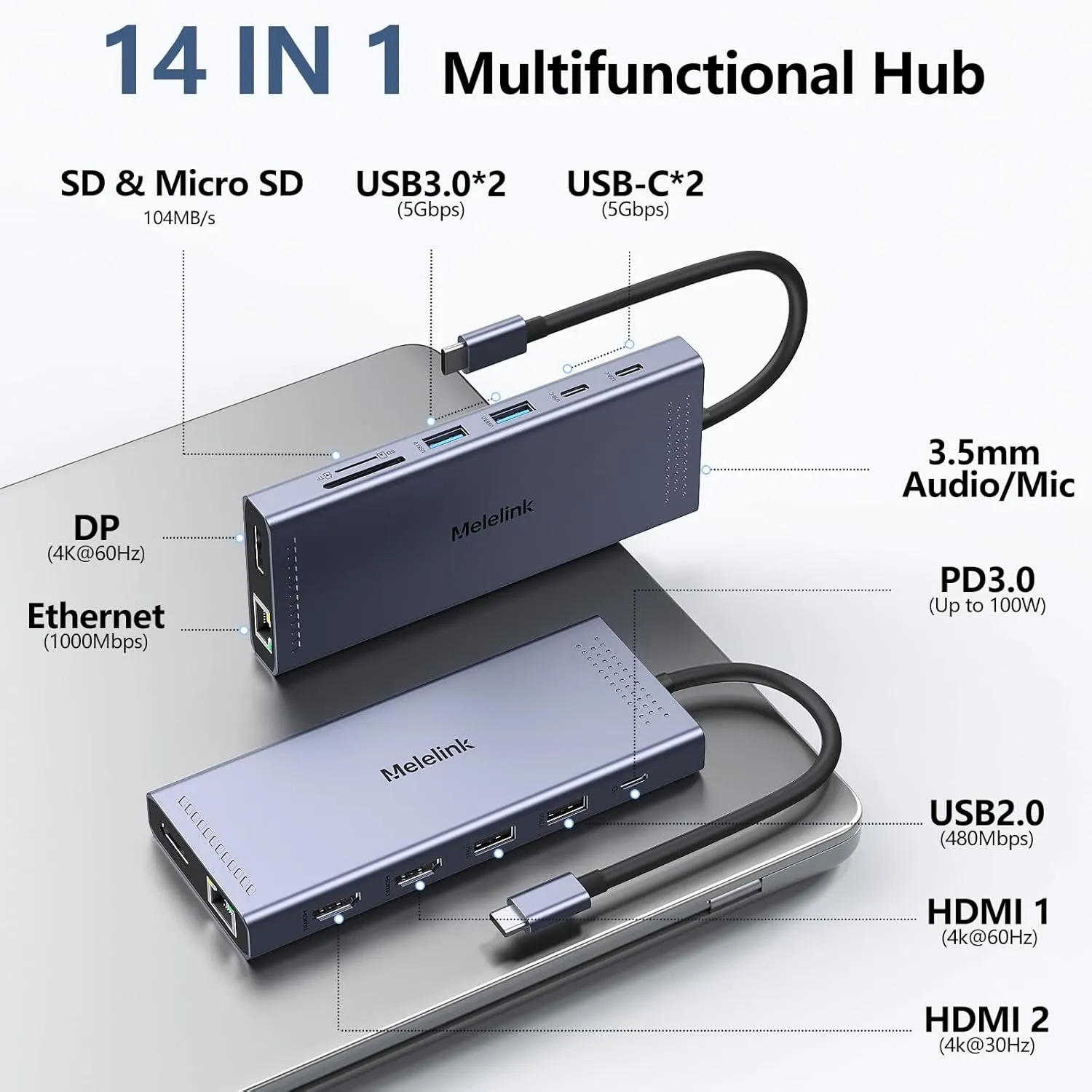 🖥️ Ultimate USB-C Docking Hub – 14-in-1 🖥️