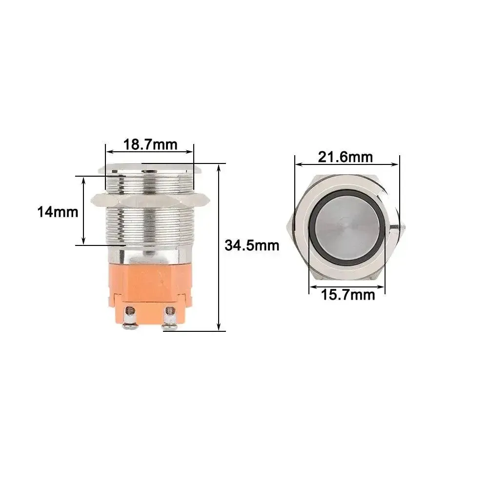 15A Hevay Duty Metal Push Button Switches With LED Ring Annular 19mm