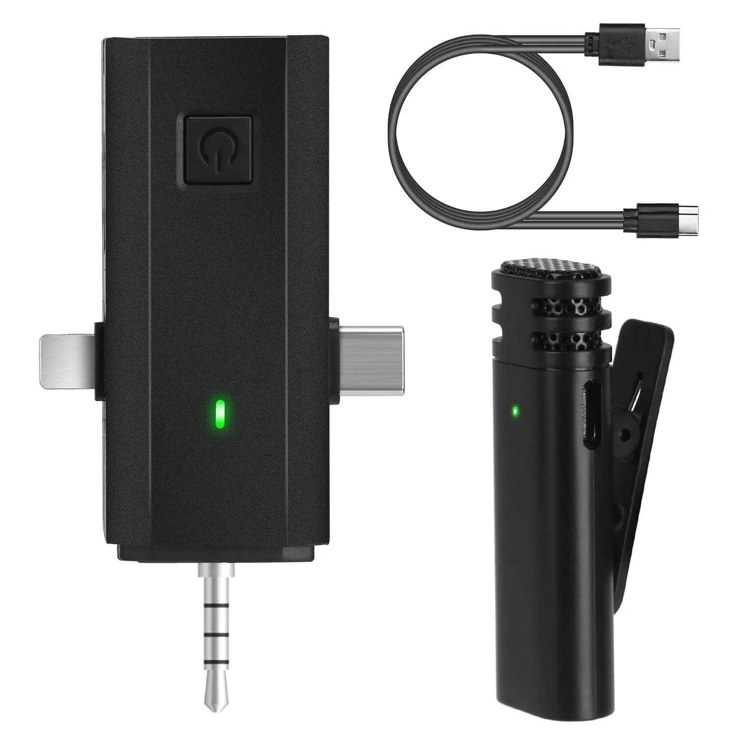 3-in-1 Wireless Clip On Microphone Omnidirectional Noise Reduction Plug