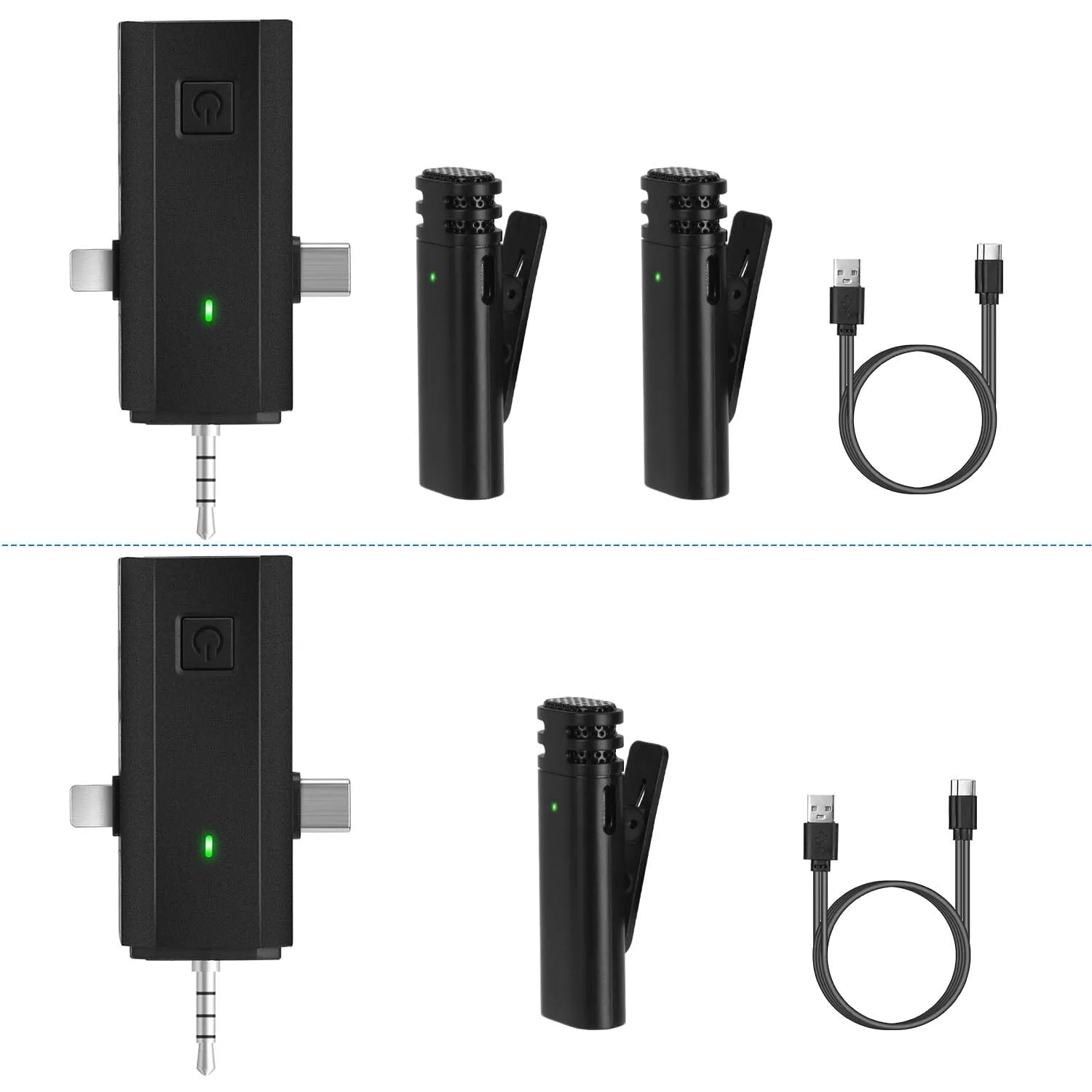 3-in-1 Wireless Clip On Microphone Omnidirectional Noise Reduction Plug