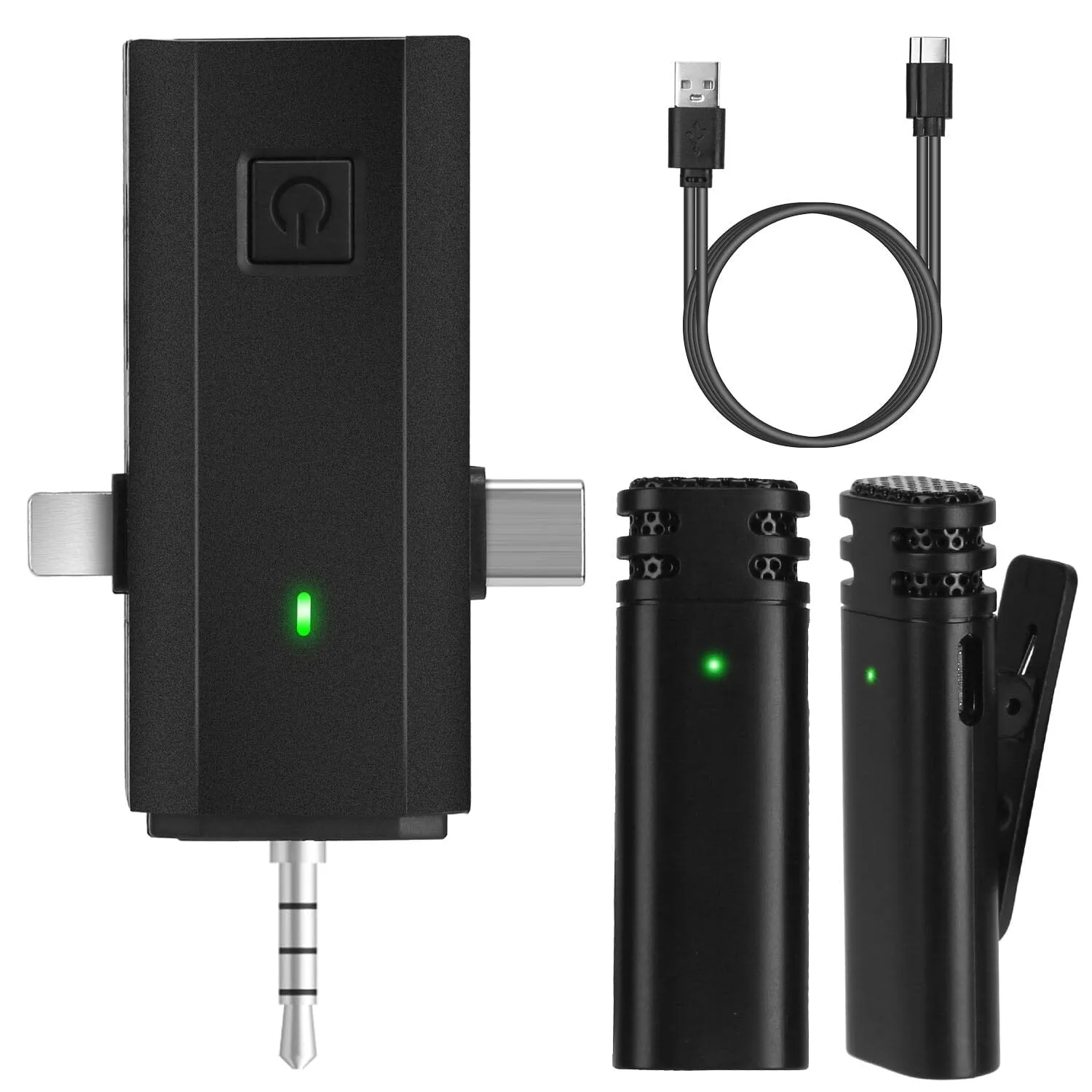 3-in-1 Wireless Clip On Microphone Omnidirectional Noise Reduction Plug