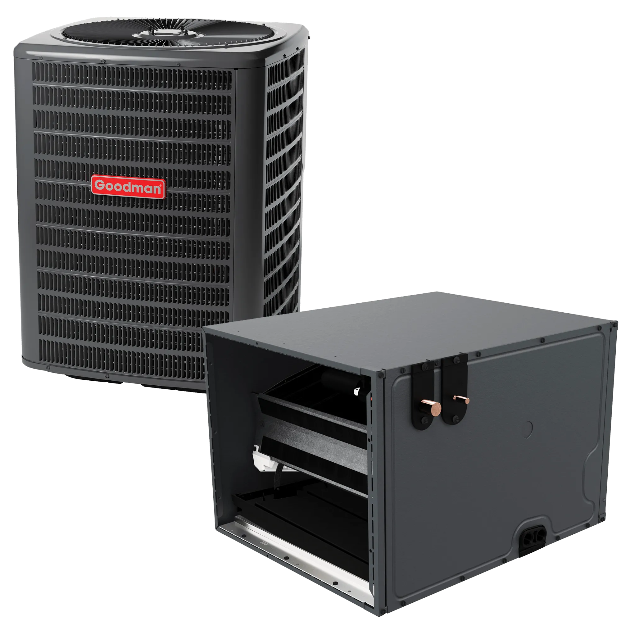 3.5 Ton 14.3 SEER2 R-32 Goodman Horizontal Coil   Air Conditioner 30" Width 21" Height Coil Upflow/Downflow Installation