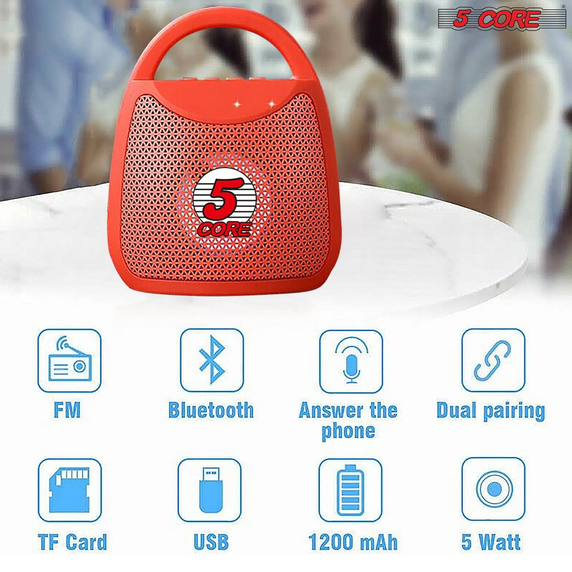 5 Core 4" Portable Bluetooth Speaker Outdoor Wireless Mini Speakers