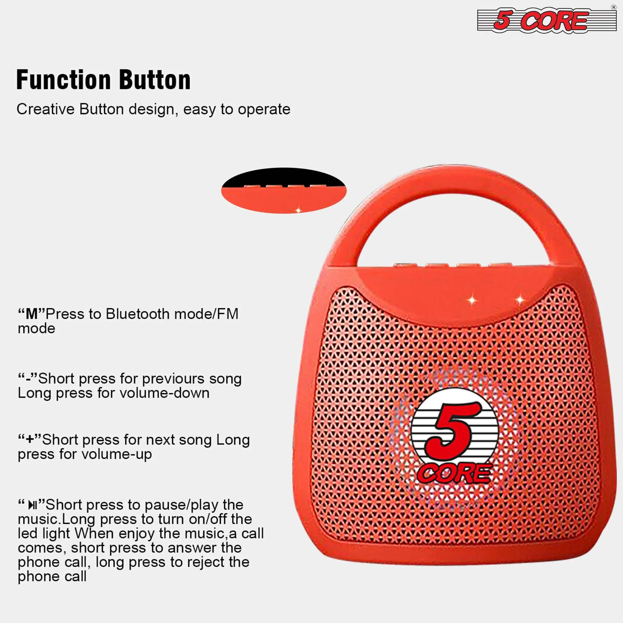 5 Core 4" Portable Bluetooth Speaker Outdoor Wireless Mini Speakers