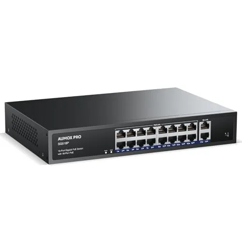 5 Port Gigabit PoE Switch,AUMOX PRO SG305P 4 Port PoE Gigabit Ethernet Unmanaged with 1 Uplink Gigabit Ports 78W,Plug and Play,Sturdy Metal Fanless Vlan Network Switch 802.3af/at,Desktop or Wall Mount