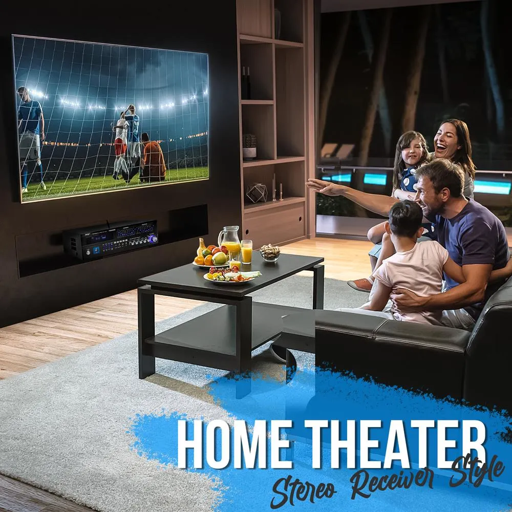6 Channel Bluetooth Home Theater Amplifier - Built-In Cooling Fan With & Radio Antenna, Bt/Fm/Optical/Coaxial/Hdmi & Dual 10 Band Eq, 2000 Watts Peak Power