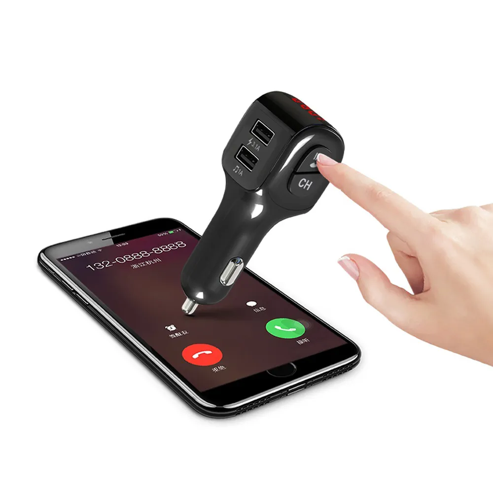 A01 Car Wireless Bluetooth MP3 Player Dual USB Charger Fast Charging FM Transmitter Hands-Free Phone Car Kit