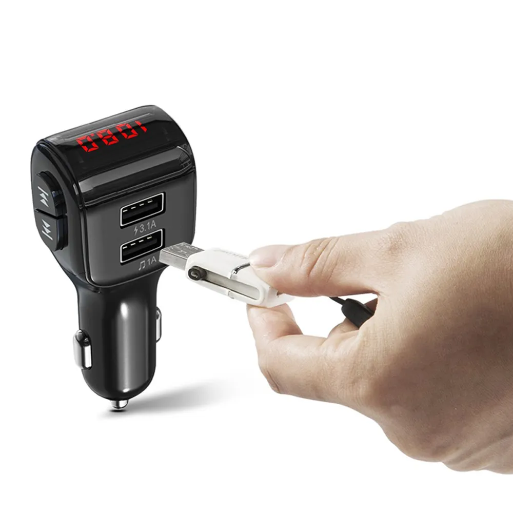 A01 Car Wireless Bluetooth MP3 Player Dual USB Charger Fast Charging FM Transmitter Hands-Free Phone Car Kit