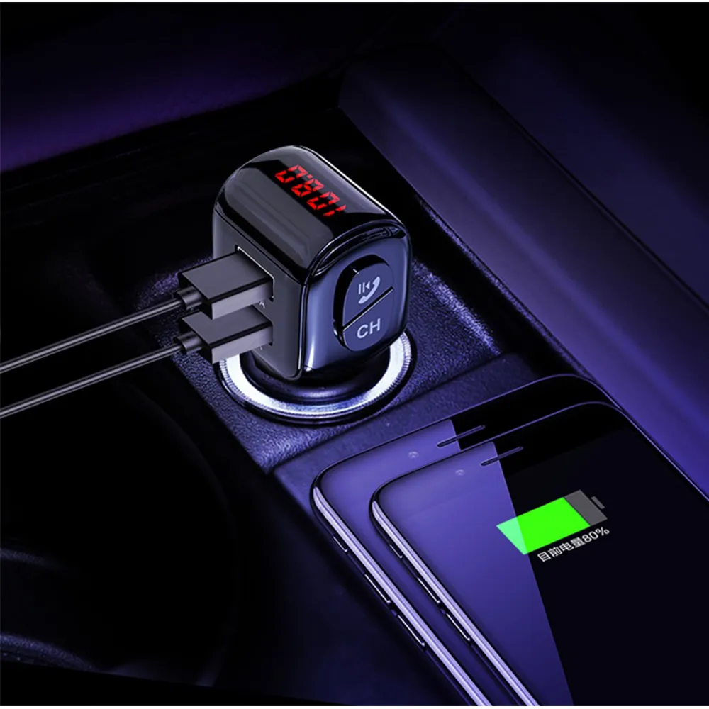 A01 Car Wireless Bluetooth MP3 Player Dual USB Charger Fast Charging FM Transmitter Hands-Free Phone Car Kit