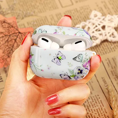 AirPods Pro 2nd Generation/1st Generation Case-KOREDA Cute Printed Design Hard Case for Airpods Pro 2, Shockproof Protective Cover for Airpods Pro (2023/2022/2019) with Keychain for Girls Women Men