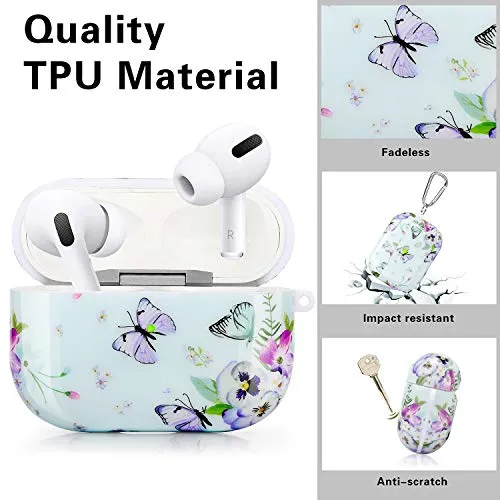 AirPods Pro 2nd Generation/1st Generation Case-KOREDA Cute Printed Design Hard Case for Airpods Pro 2, Shockproof Protective Cover for Airpods Pro (2023/2022/2019) with Keychain for Girls Women Men