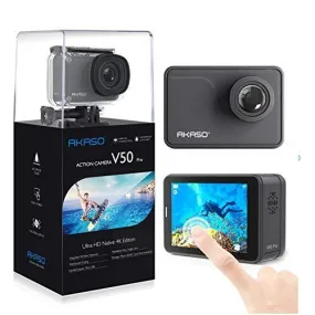 AKASO V50 Pro Native 4K30fps 20MP WiFi Action Camera with EIS Touch Screen 100 feet Waterproof Camera Web Camera Support External Mic Remote Control Sports Camera with Helmet Accessories Kit