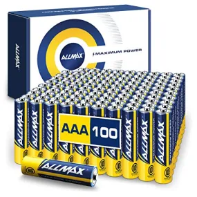 Allmax AAA Maximum Power Alkaline Batteries (100 Count Bulk Pack) – Ultra Long-Lasting Triple A Battery, 10-Year Shelf Life, Leak-Proof, Device Compatible – Powered by EnergyCircle Technology(1.5V)