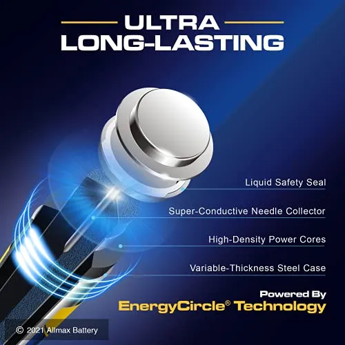 Allmax AAA Maximum Power Alkaline Batteries (100 Count Bulk Pack) – Ultra Long-Lasting Triple A Battery, 10-Year Shelf Life, Leak-Proof, Device Compatible – Powered by EnergyCircle Technology(1.5V)