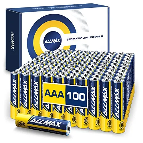 Allmax AAA Maximum Power Alkaline Batteries (100 Count Bulk Pack) – Ultra Long-Lasting Triple A Battery, 10-Year Shelf Life, Leak-Proof, Device Compatible – Powered by EnergyCircle Technology(1.5V)