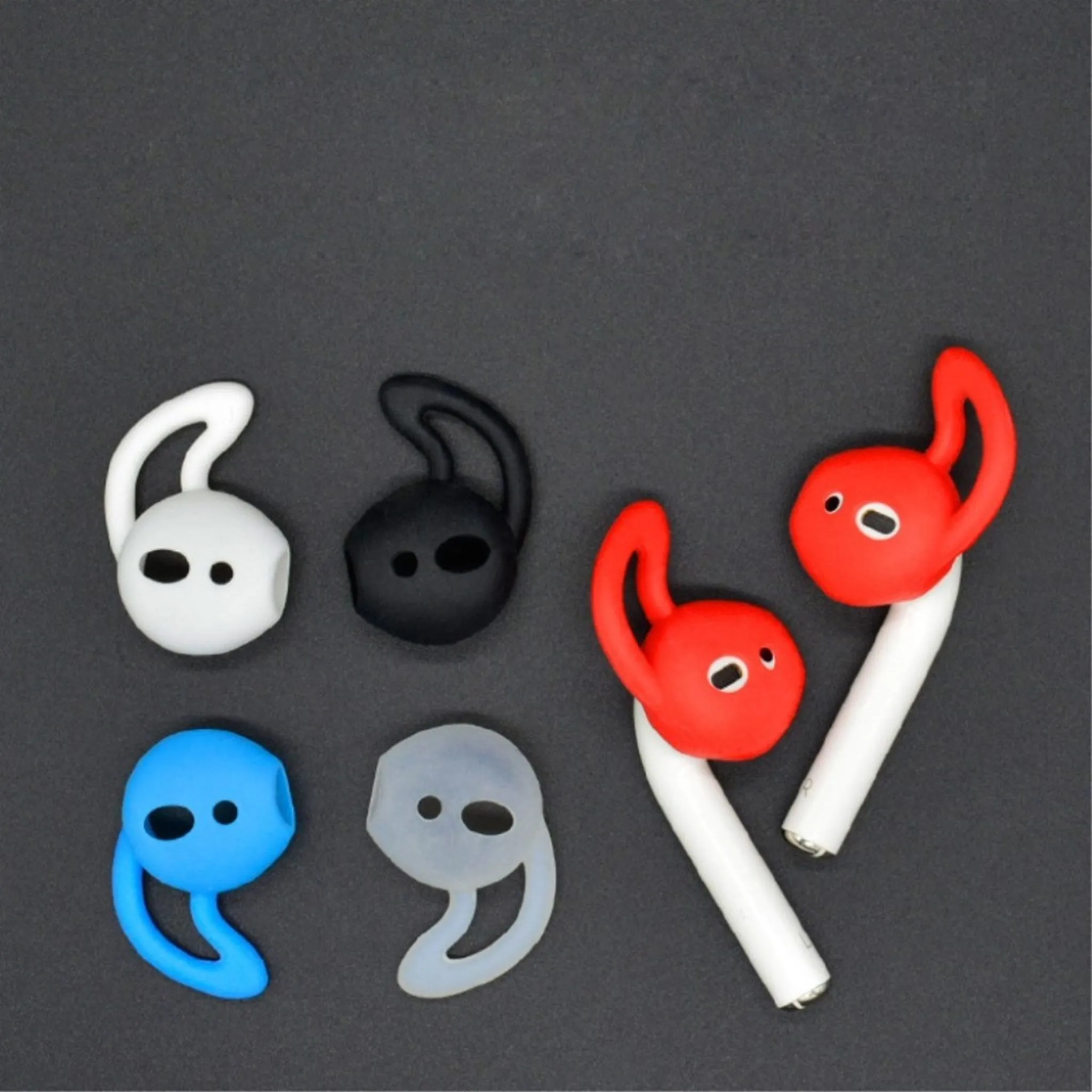 Apple Airpods 1 pair silicone ear hocks skin cover replacement - Black