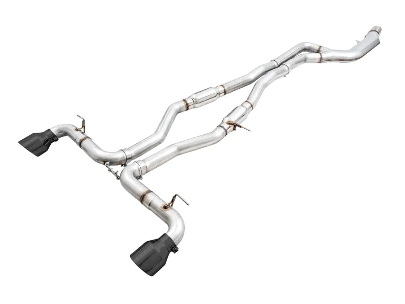 AWE Resonated Track Edition Exhaust - 5in Diamond Black Tips | 2020  Toyota GR Supra A90