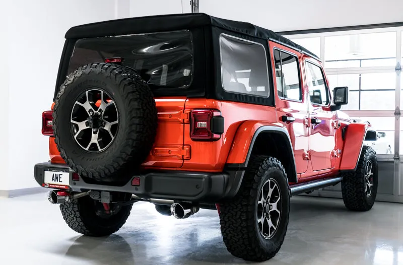 AWE Tread Edition Axle-Back Exhaust (Dual Rear Exit, Polished Tips): Jeep Wrangler JL 2018 - 2024 (2.0L I4 / 3.6L V6)