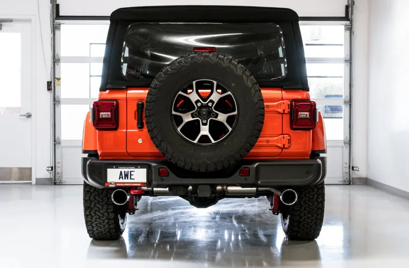 AWE Tread Edition Axle-Back Exhaust (Dual Rear Exit, Polished Tips): Jeep Wrangler JL 2018 - 2024 (2.0L I4 / 3.6L V6)