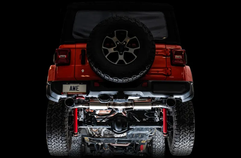 AWE Tread Edition Axle-Back Exhaust (Dual Rear Exit, Polished Tips): Jeep Wrangler JL 2018 - 2024 (2.0L I4 / 3.6L V6)