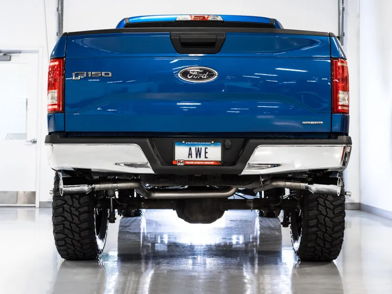 AWE Tuning 2015  Ford F-150 0FG Dual Exit Performance Exhaust System w/5in Chrome Silver Tips