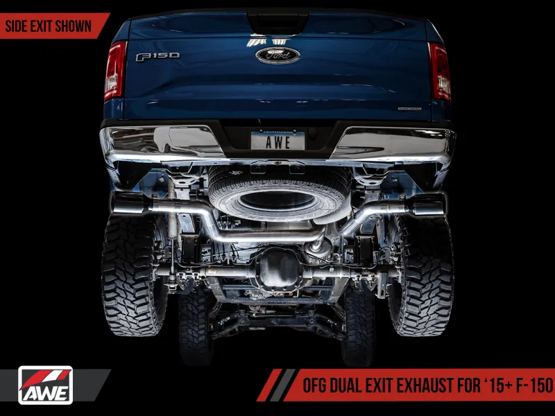 AWE Tuning 2015  Ford F-150 0FG Dual Exit Performance Exhaust System w/5in Diamond Black Tips