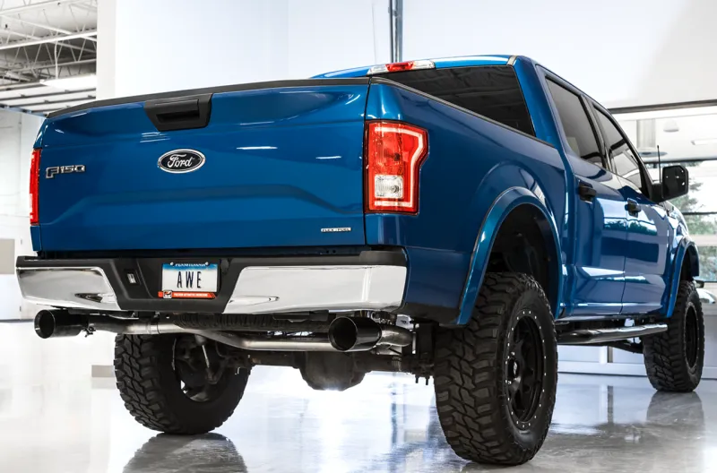 AWE Tuning 2015  Ford F-150 0FG Dual Exit Performance Exhaust System w/5in Diamond Black Tips