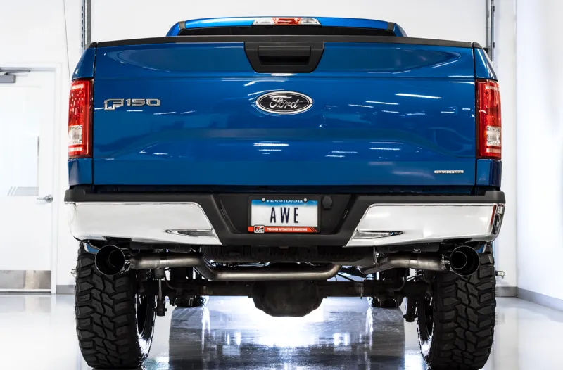 AWE Tuning 2015  Ford F-150 0FG Dual Exit Performance Exhaust System w/5in Diamond Black Tips