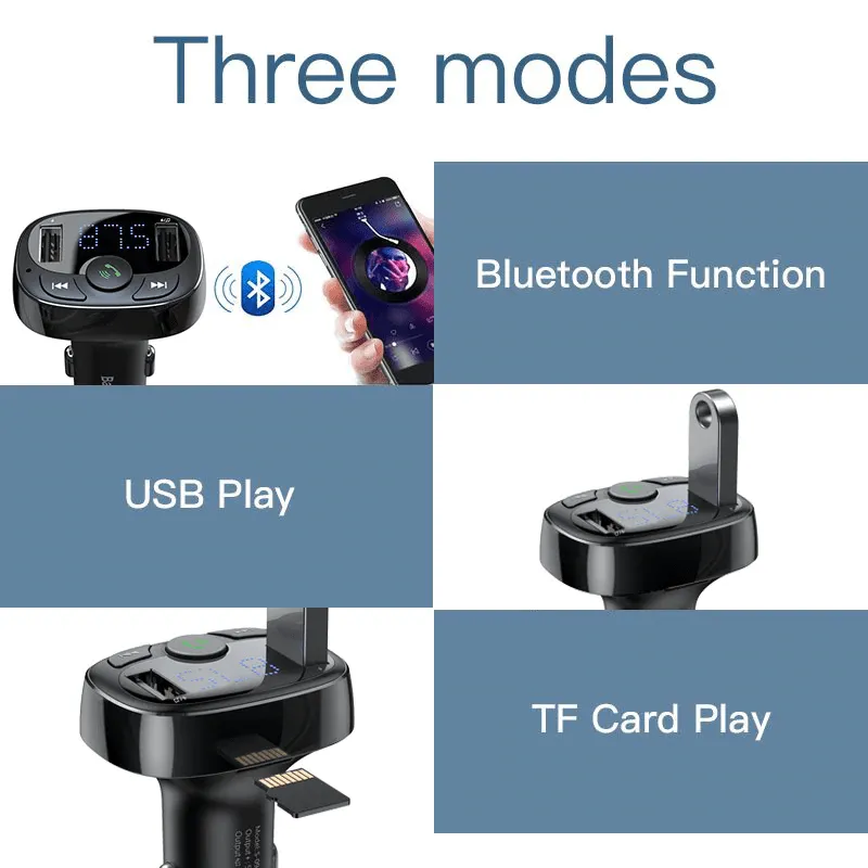 Baseus Handsfree Wireless Bluetooth FM Transmitter MP3 Music Player Dual USB Car Charger For iPhone Samsung Nokia Oppo Google Motorola