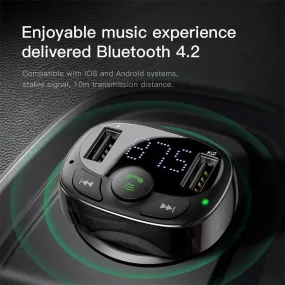 Baseus Handsfree Wireless Bluetooth FM Transmitter MP3 Music Player Dual USB Car Charger For iPhone Samsung Nokia Oppo Google Motorola