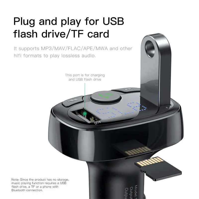 Baseus Handsfree Wireless Bluetooth FM Transmitter MP3 Music Player Dual USB Car Charger For iPhone Samsung Nokia Oppo Google Motorola