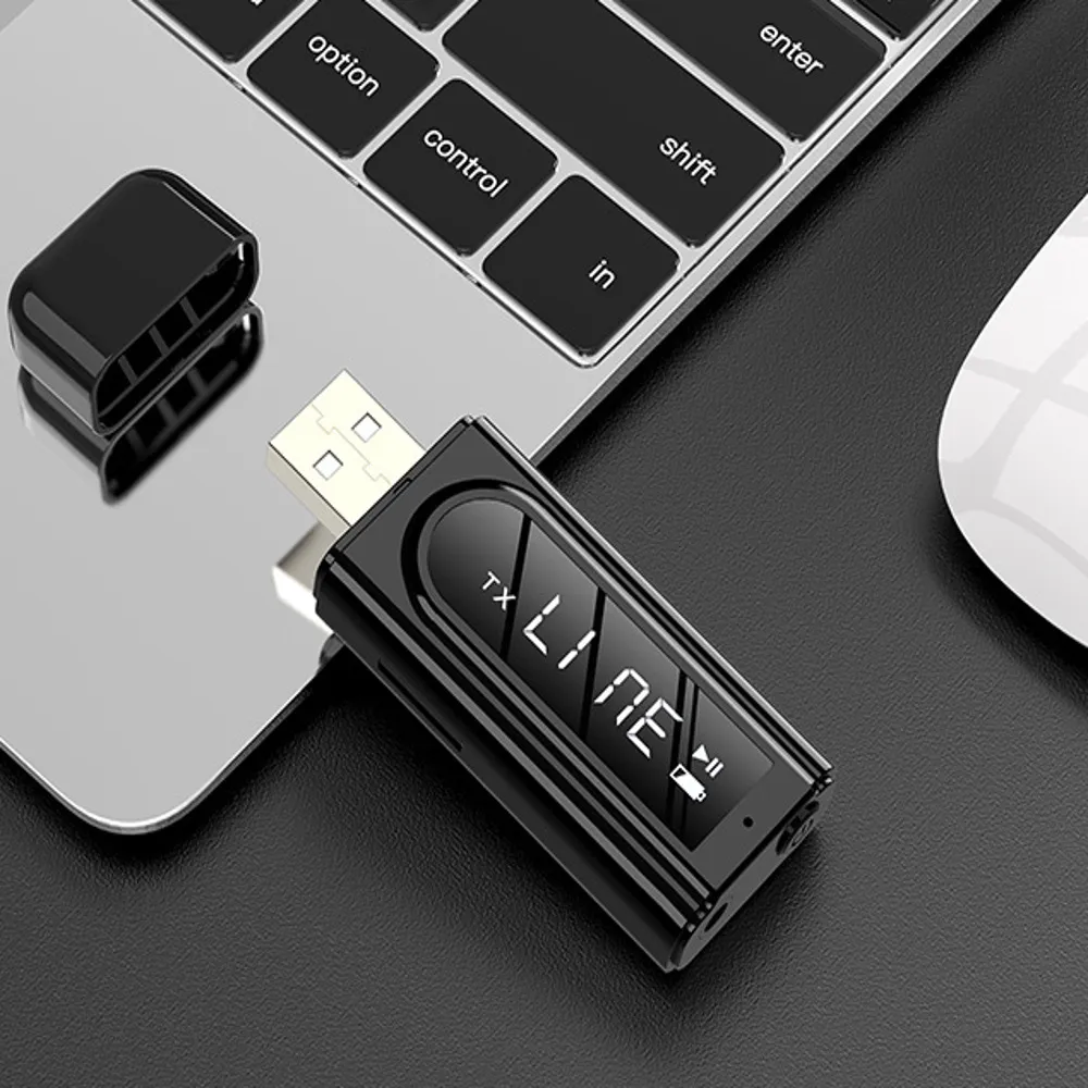 Bluetooth 5.0 Audio Wireless Receiver Transmitter Adapter Black MP3 Player AUX FM Dual Output TF USB 3.5Mm Jack for TV PC Car Kit