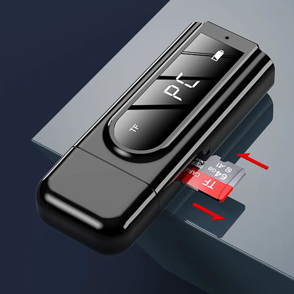 Bluetooth 5.0 Audio Wireless Receiver Transmitter Adapter Black MP3 Player AUX FM Dual Output TF USB 3.5Mm Jack for TV PC Car Kit