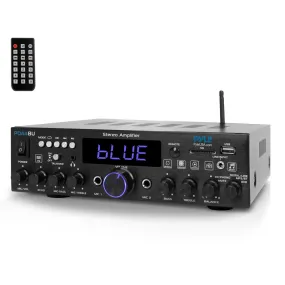 Bluetooth Stereo Amplifier Receiver - Optical, Phono, Coaxial, Fm Radio, Usb & Sd Memory Card Readers, Line (3.5 Mm) Input, Digital Led Display, Microphone Inputs (200 Watt)