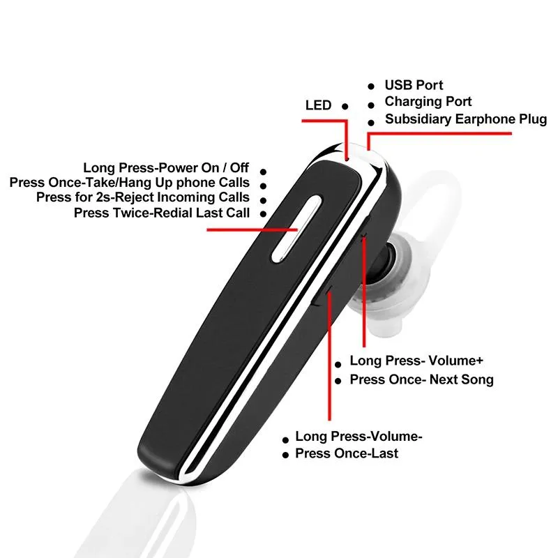 Bluetooth Wireless Trucker Headset With Mic Noise Cancellation