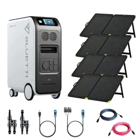 Bluetti EP500 PRO 5,100Wh 3,000W Portable Power Kit | 4 x 200 Watt 12V Folding Mono Solar Panels | Complete Solar Kit