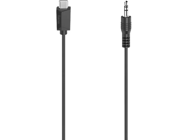 Cable audio - Hama 00200729, 0.75 m, USB-C, Jack de 3.5 mm, Transmisión HiFi, Negro