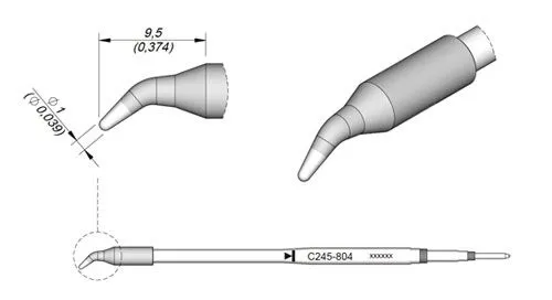 Cartridge Bent Ø 1.0 L-10PK