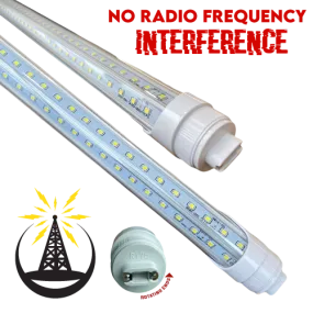 (CASE OF 25) R17d Rotating Ends T8 LED 8ft 72w 10,944 Lumens CLEAR LENS (NO RF) V-Series Dual-Row