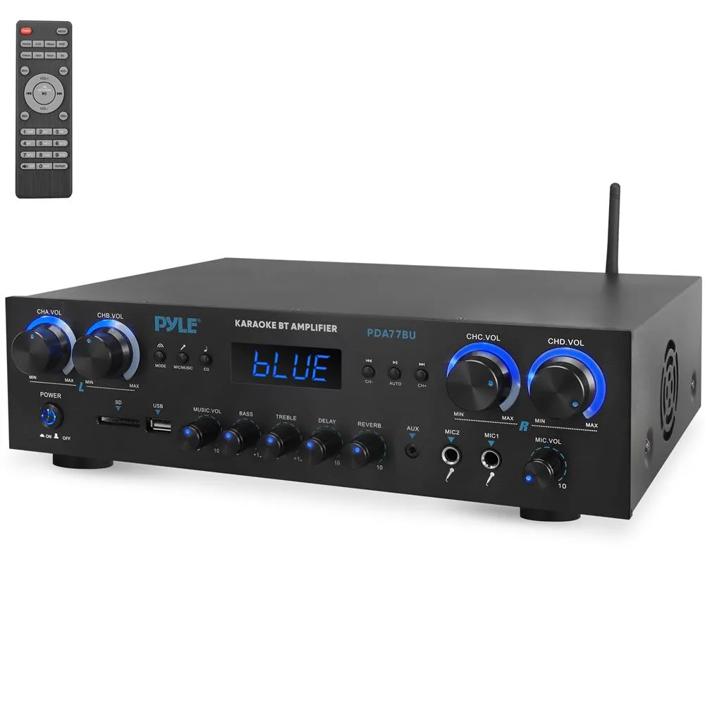 Compact Home Theater Amplifier Stereo Receiver With Bluetooth Wireless Streaming, Independent Mic Echo & Volume Control, Mp3/Usb/Sd/Aux/Fm Radio (800 Watt)