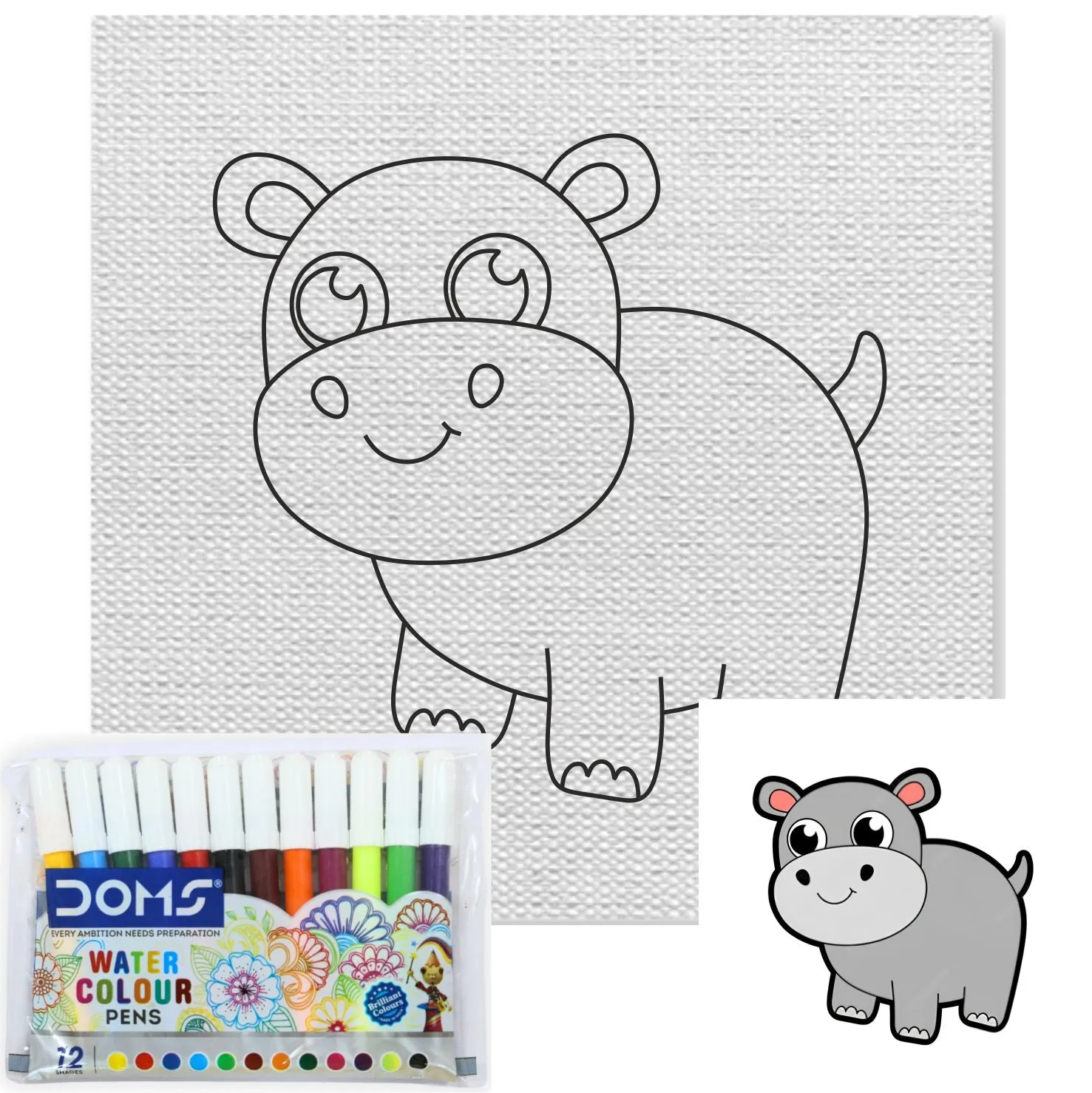 Cute Hippo Canvas Kit