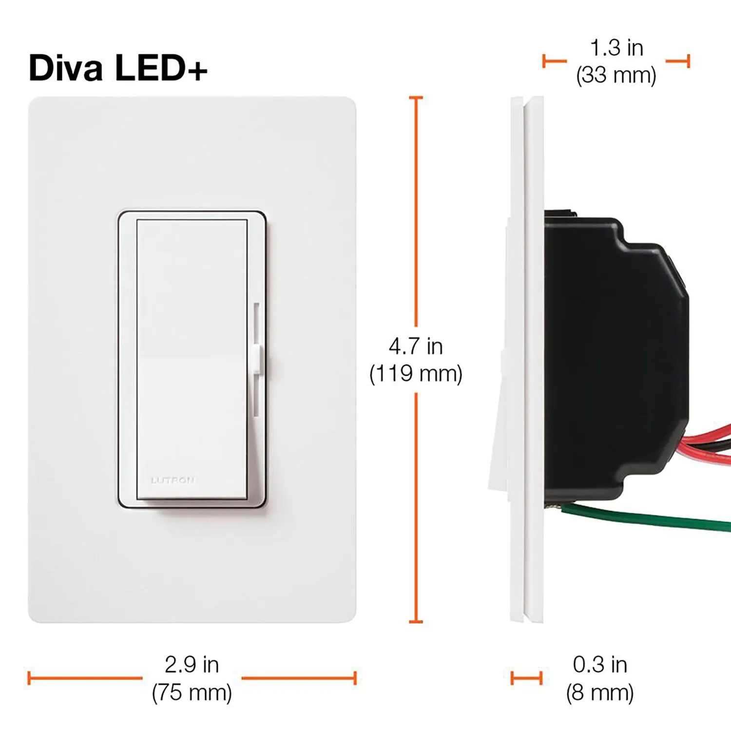 Diva LED  Dimmer Switch, 150-Watt, Single Pole or 3-Way, White