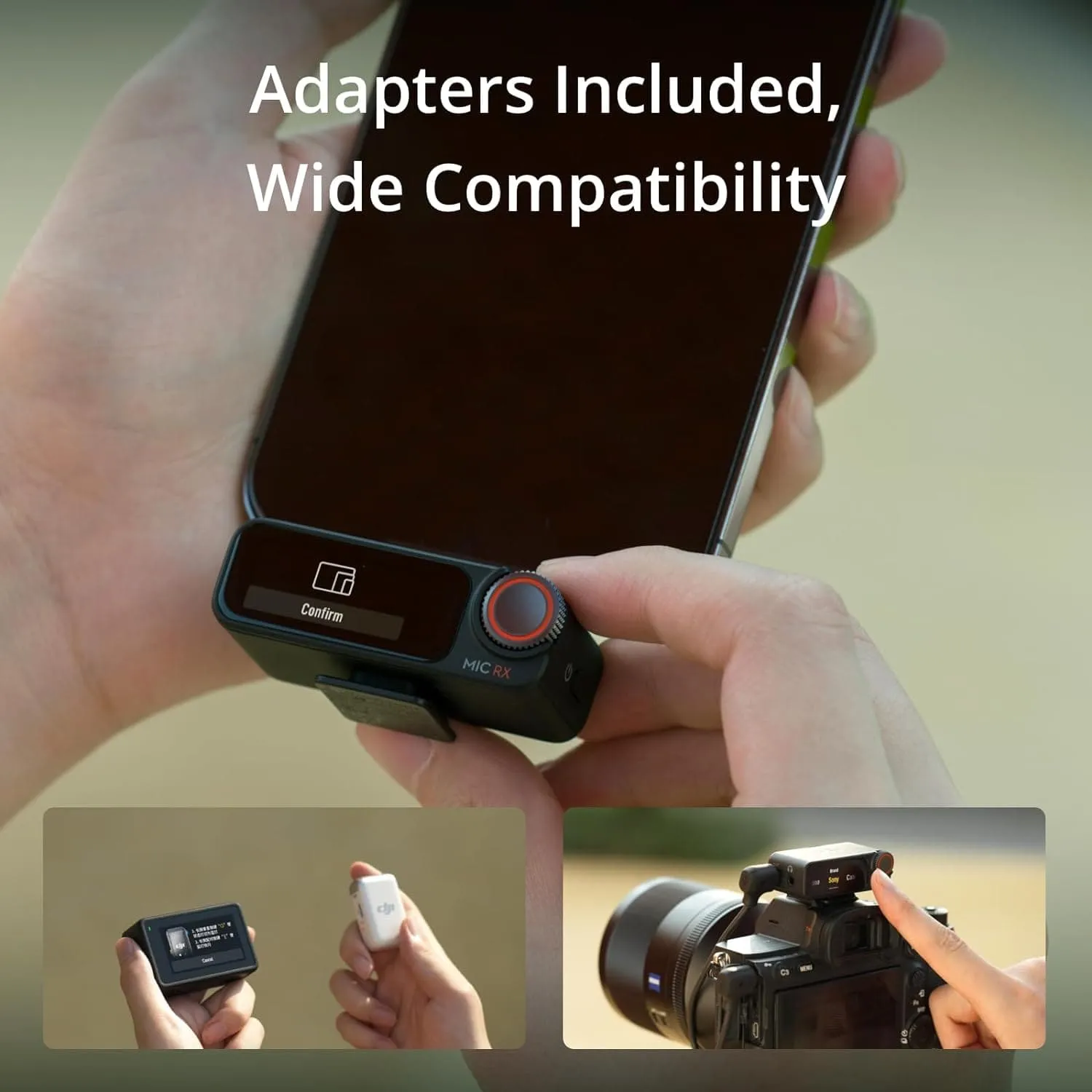 DJI Mic 2 Wireless Microphone Set: Intelligent Noise Cancelling, Includes 2 Transmitters, 1 Receiver, and Charging Case