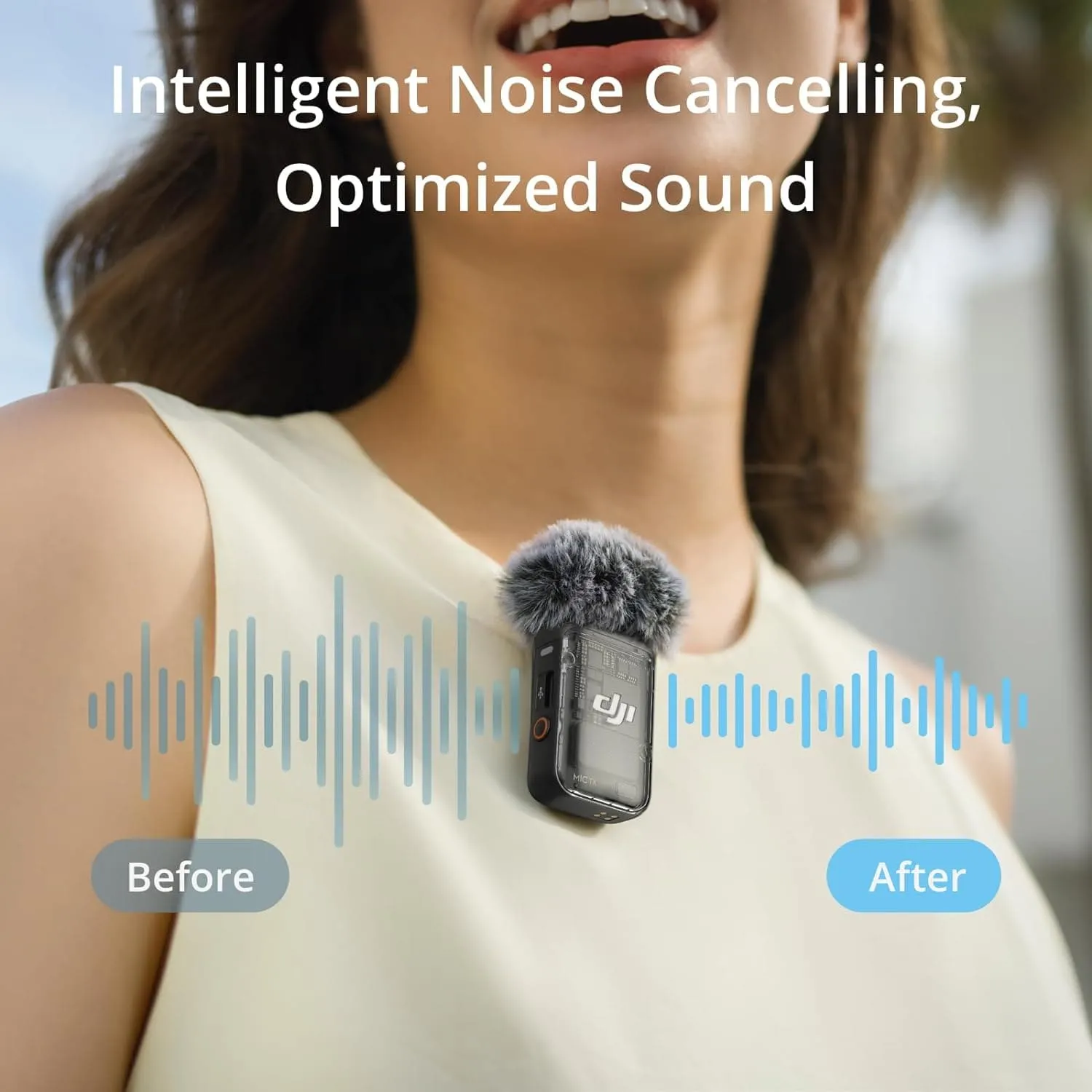 DJI Mic 2 Wireless Microphone Set: Intelligent Noise Cancelling, Includes 2 Transmitters, 1 Receiver, and Charging Case