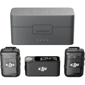 DJI Mic 2 Wireless Microphone Set: Intelligent Noise Cancelling, Includes 2 Transmitters, 1 Receiver, and Charging Case