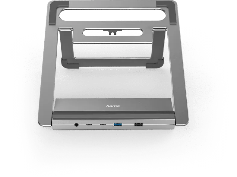 Docking station - Hama 00200139, 12 puertos en 1, Conector USB - C, Resolución 4K, Puerto de Audio de 3,5 mm, Gris