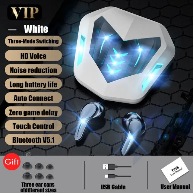 Gaming Headsets 65ms Low Latency TWS Bluetooth 5.1 Headphone Sports Waterproof Wireless Earphone Noise Cancelling Earbuds Gamer
