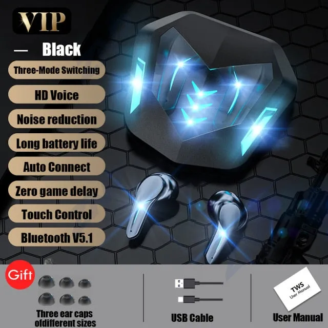Gaming Headsets 65ms Low Latency TWS Bluetooth 5.1 Headphone Sports Waterproof Wireless Earphone Noise Cancelling Earbuds Gamer
