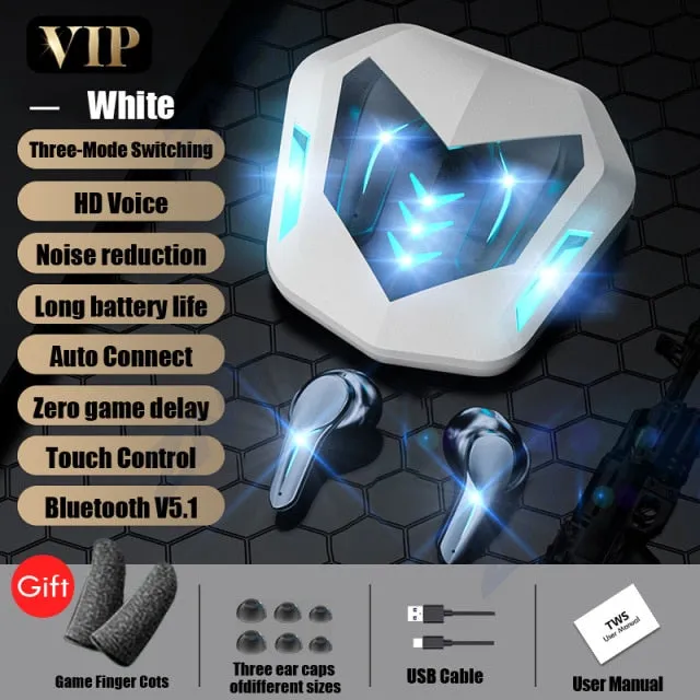 Gaming Headsets 65ms Low Latency TWS Bluetooth 5.1 Headphone Sports Waterproof Wireless Earphone Noise Cancelling Earbuds Gamer