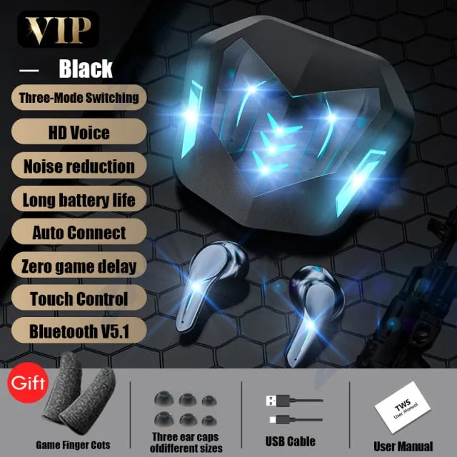 Gaming Headsets 65ms Low Latency TWS Bluetooth 5.1 Headphone Sports Waterproof Wireless Earphone Noise Cancelling Earbuds Gamer